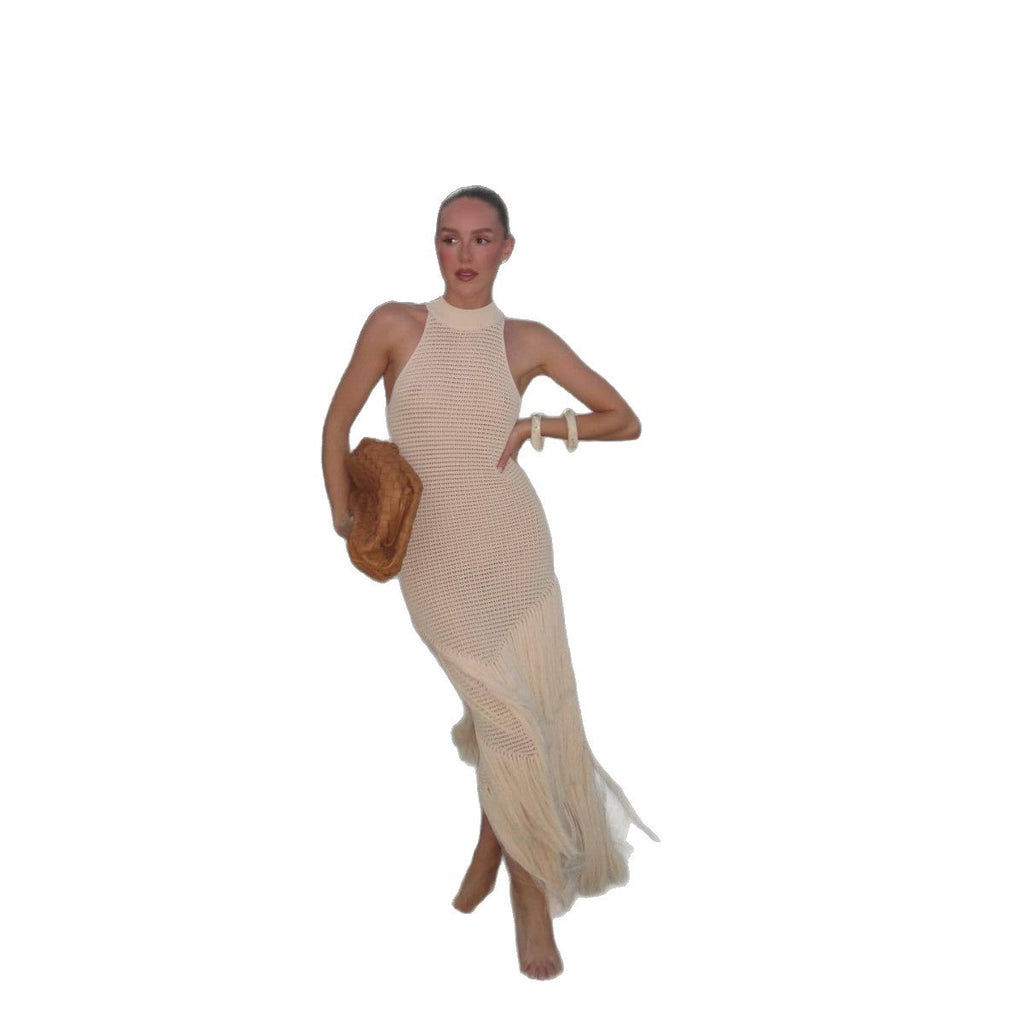 Damen Strickkleid mit Fransen WW