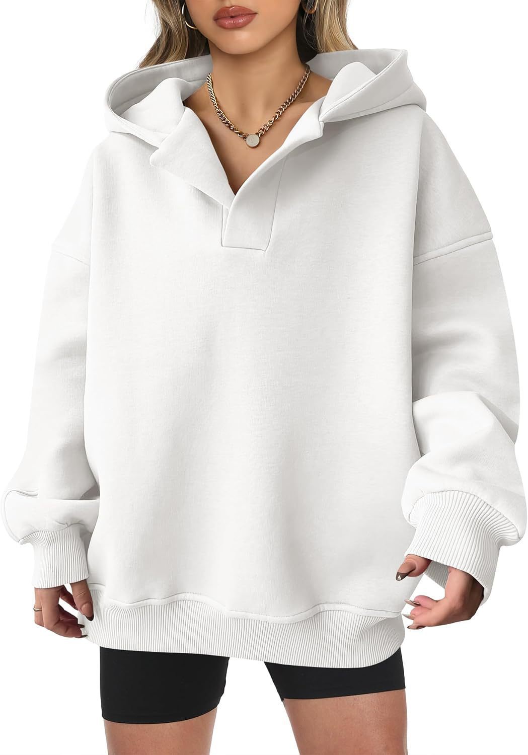 Damen Oversized Kapuzenpullover mit modischem Schnitt und legerem Look WW