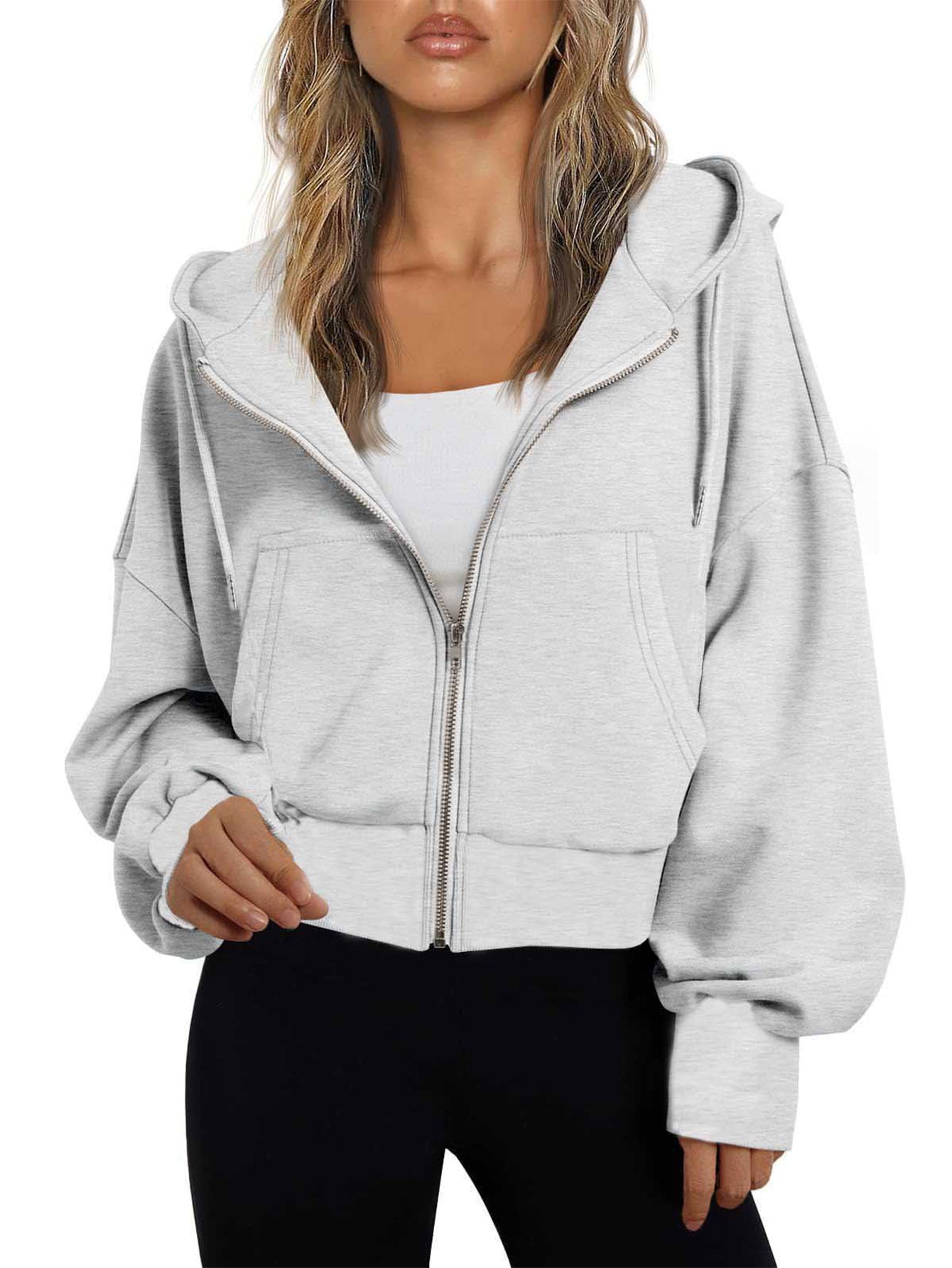 Damen modischer Kapuzenpullover mit lässigem Schnitt und praktischen Taschen WW