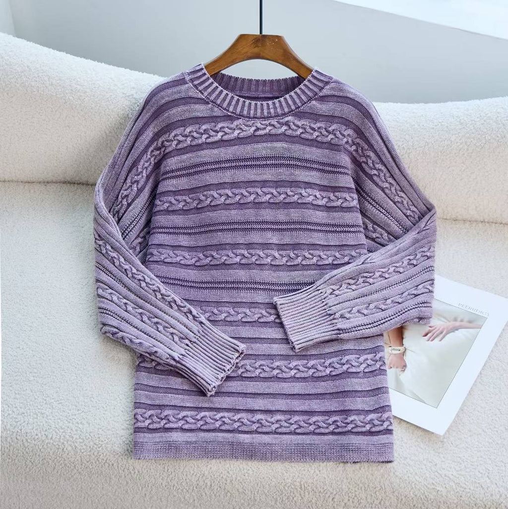 Damen Strickpullover mit detailiertem Zopfmuster und lässigem Schnitt WW