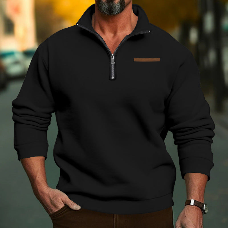 Herren sportlicher Pullover mit halbem Reißverschluss und hochwertigem Stoff WW
