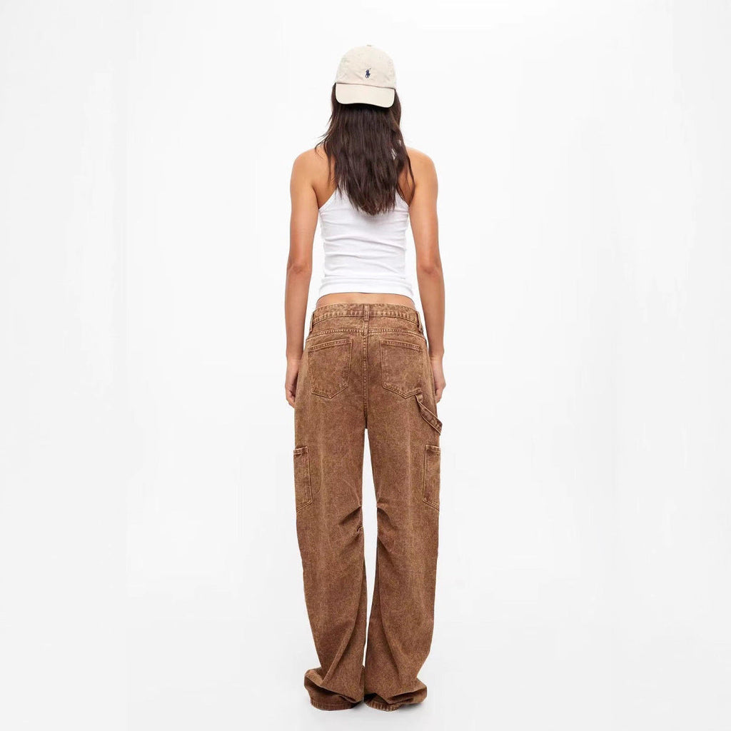 Damen lässige Cargo-Jeans mit verstellbarem Bund WW