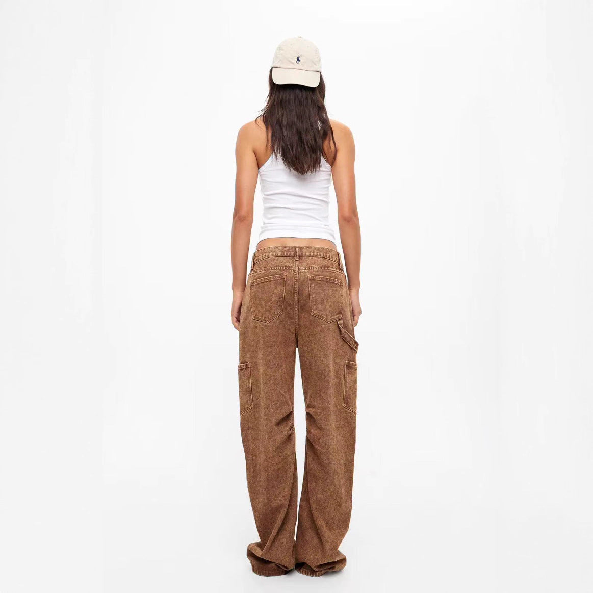 Damen lässige Cargo-Jeans mit verstellbarem Bund WW