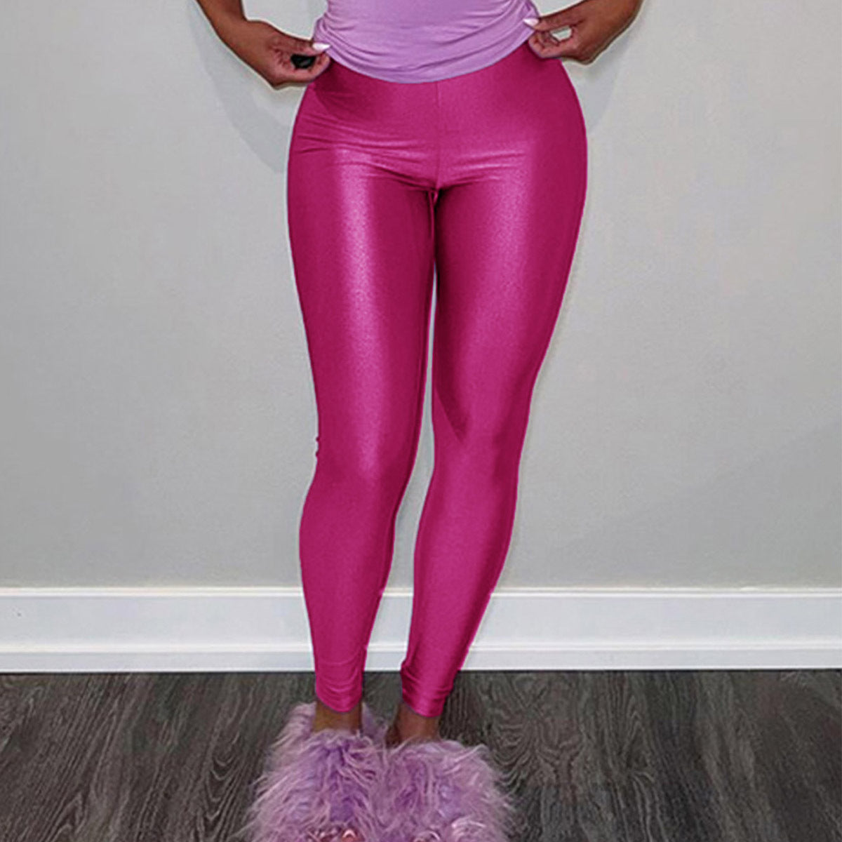 Damen Hochwertige Shiny Leggings mit hohem Bund und perfekter Passform WW