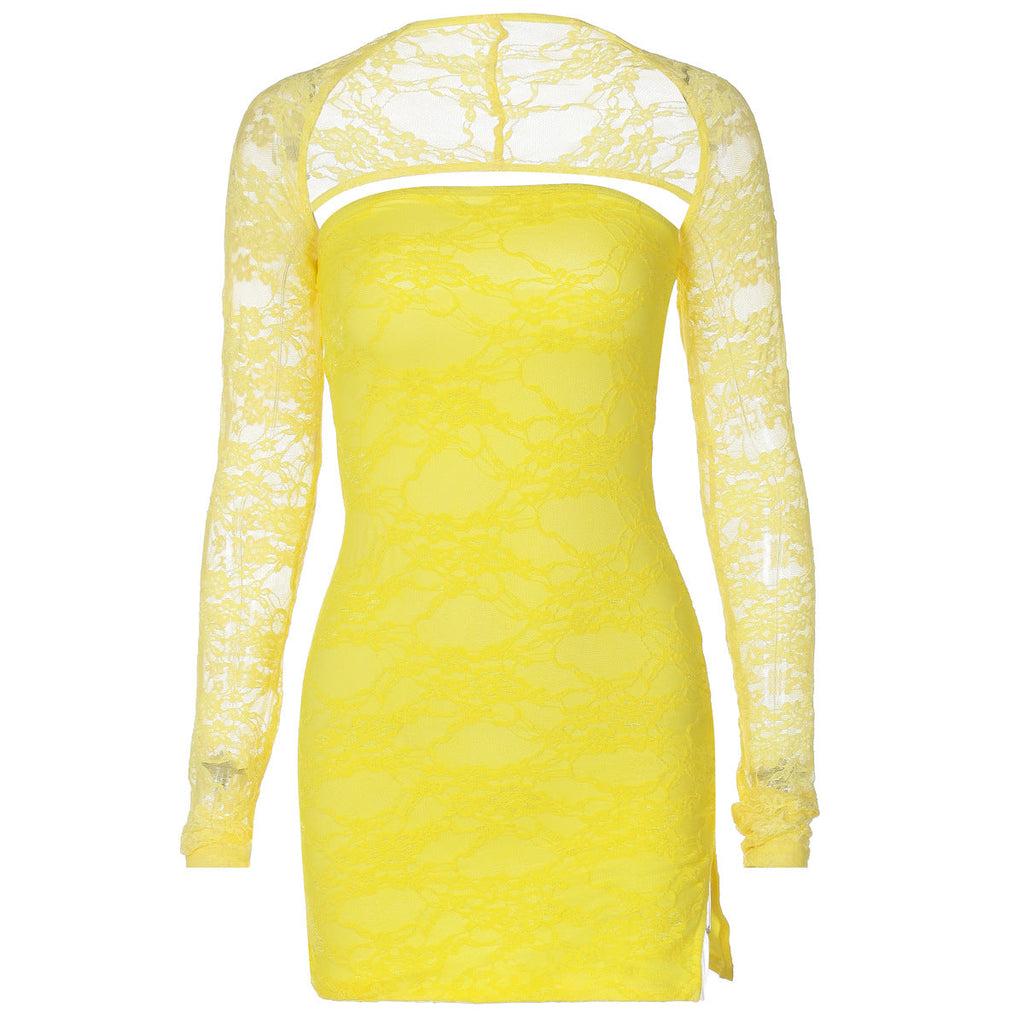 Damen Spitzenkleid mit langen Ärmeln WW