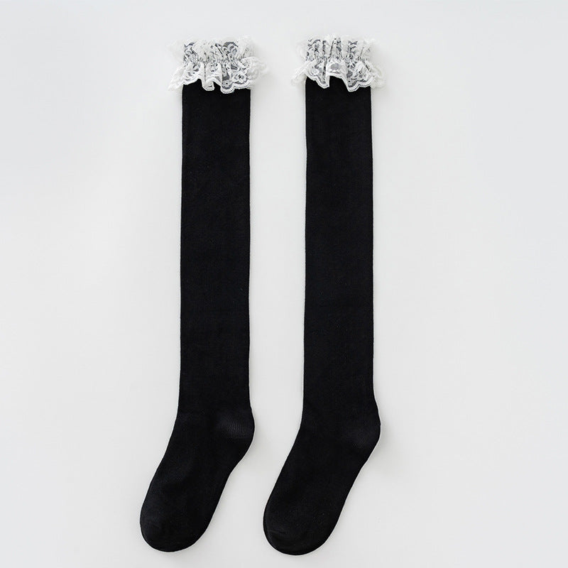 Damen Elegante Overknee-Strümpfe mit romantischem Spitzenrand WW