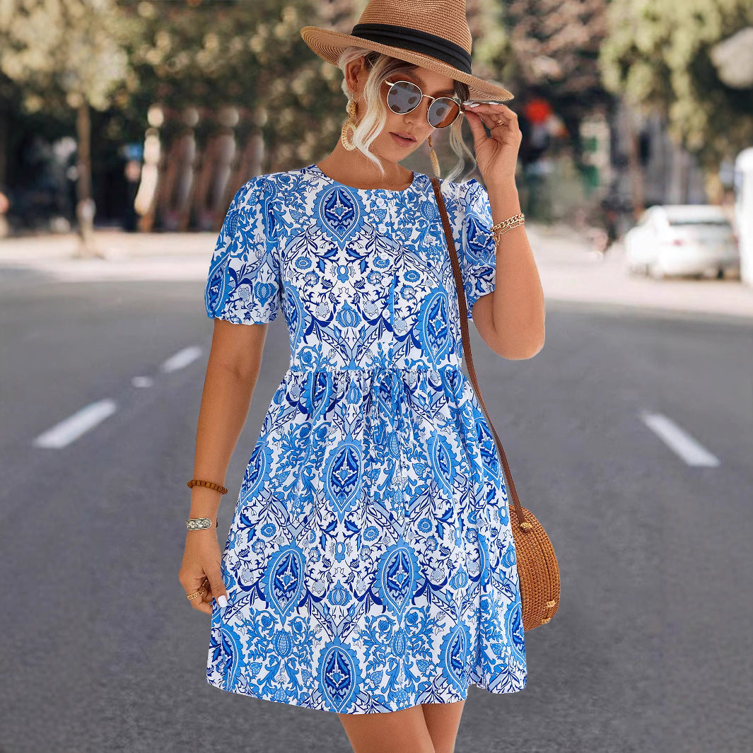 Damen A-Linien Kleid mit floralem Muster und lässigem Schnitt WW