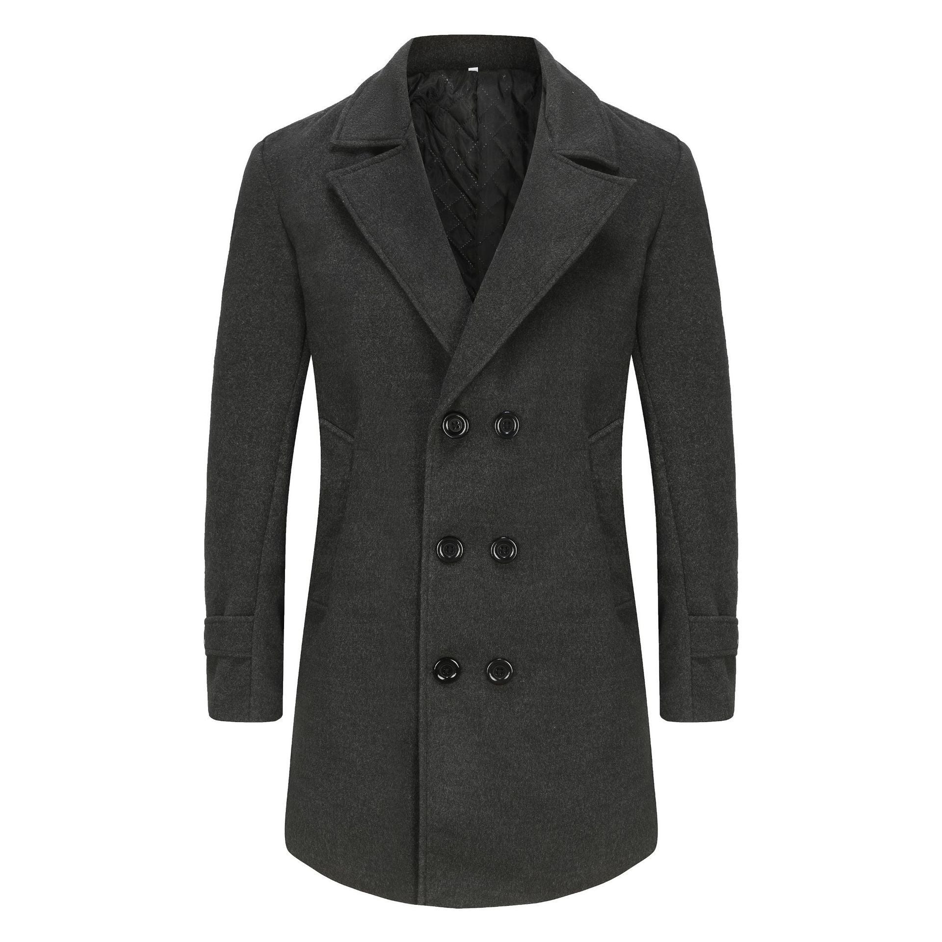 Herren eleganter Doppelreiher-Mantel mit schmalem Schnitt und gefüttertem Innenfutter WW