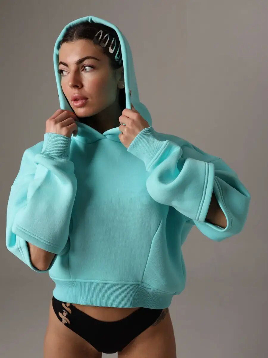 Damen modischer cropped Hoodie mit lässigem Schnitt und praktischen Details WW
