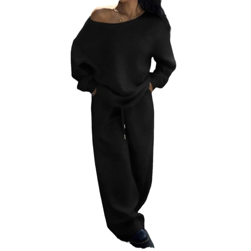 Damen lässiges Oversized Sweat- und Jogginganzug-Set mit seitlichen Taschen WW