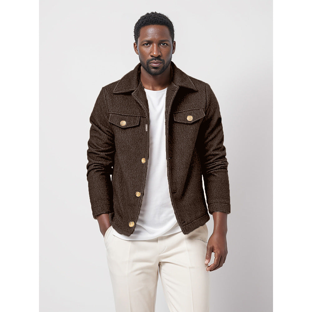Herren Trendige Baumwolljacke mit goldfarbenen Knöpfen und aufgesetzten Taschen WW
