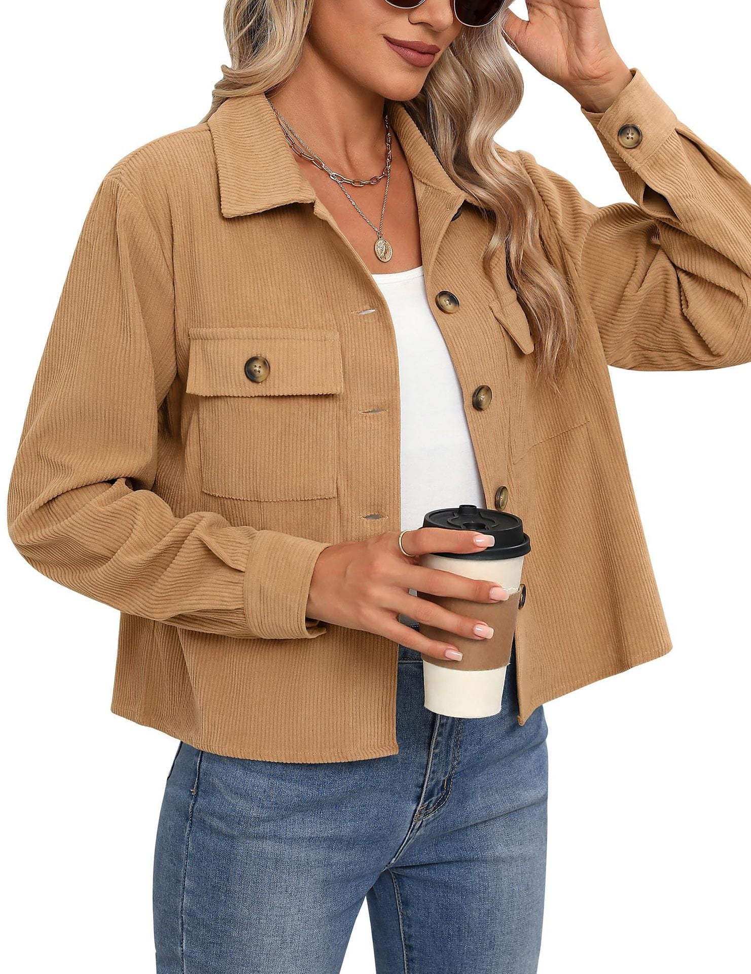 Damen Cordjacke mit praktischen Brusttaschen WW