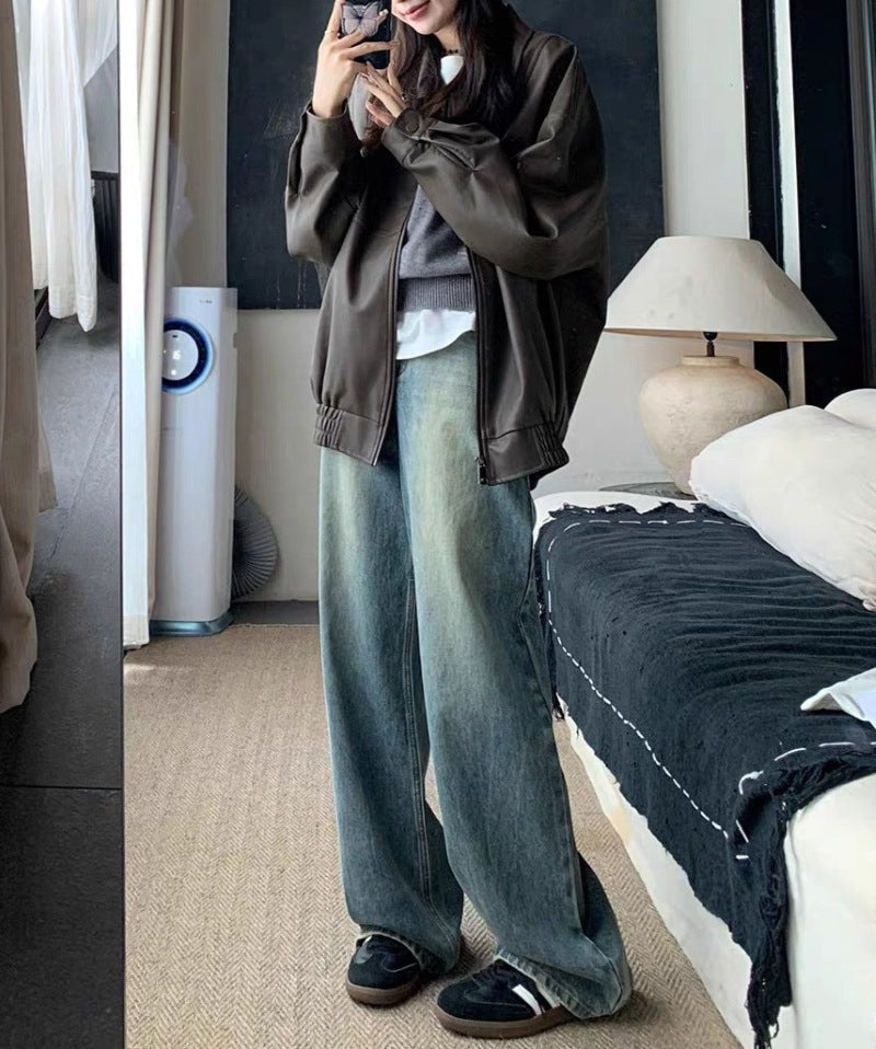 Damen Weite Oversized-Jacke aus hochwertigem Material im sportlichen Look WW