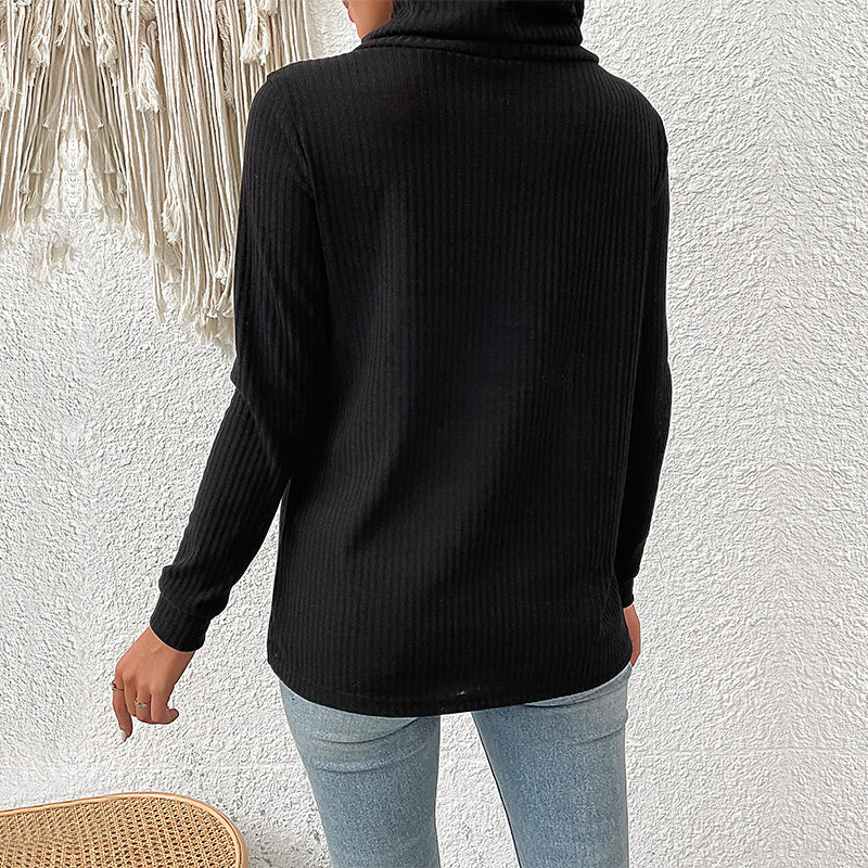 Damen Strickpullover mit asymmetrischem Schnitt und modischem Knopfdesign WW