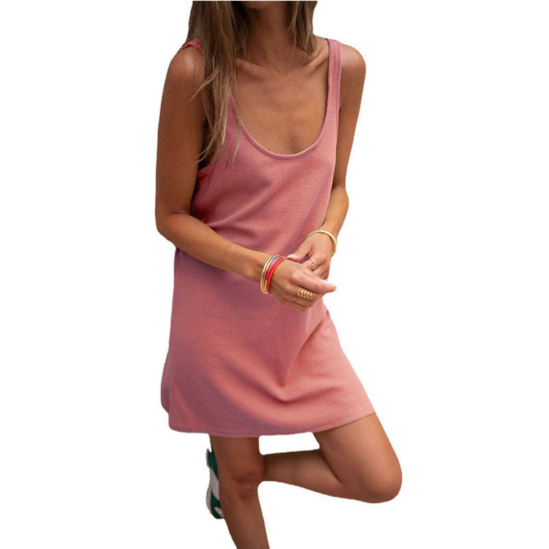 Damen lässiges Trägershirt-Kleid aus leichtem Stoff WW