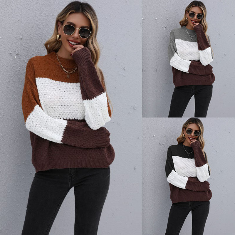 Damen Strickpullover im modernen Blockdesign WW