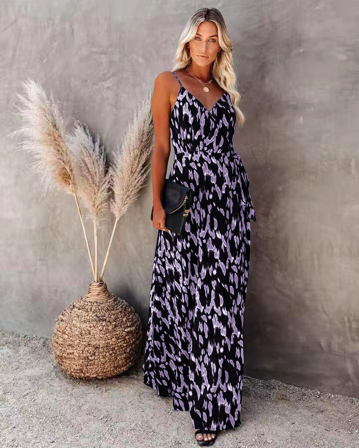 Damen Maxikleid mit elegantem V-Ausschnitt und fließendem Material WW