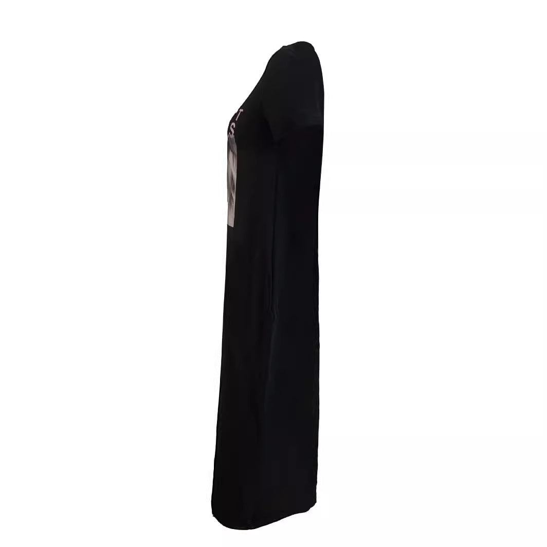 Damen Komfortables Baumwoll-Maxi-Kleid mit grafischem Druck WW