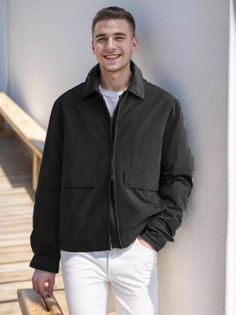 Herren leichte Übergangsjacke mit praktischen Brusttaschen und modernem Schnitt WW