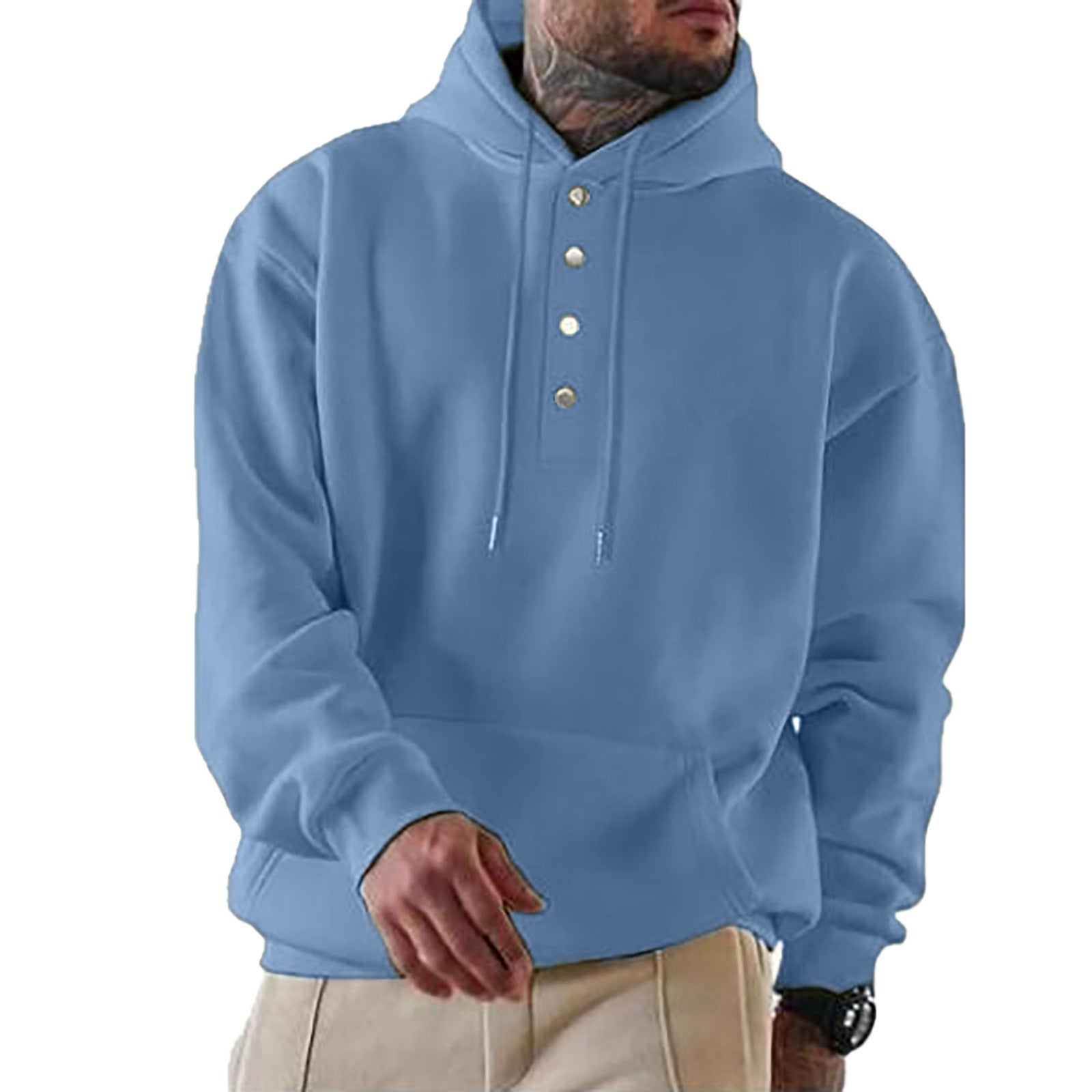 Herren Kapuzenpullover mit modischen Druckknöpfen WW