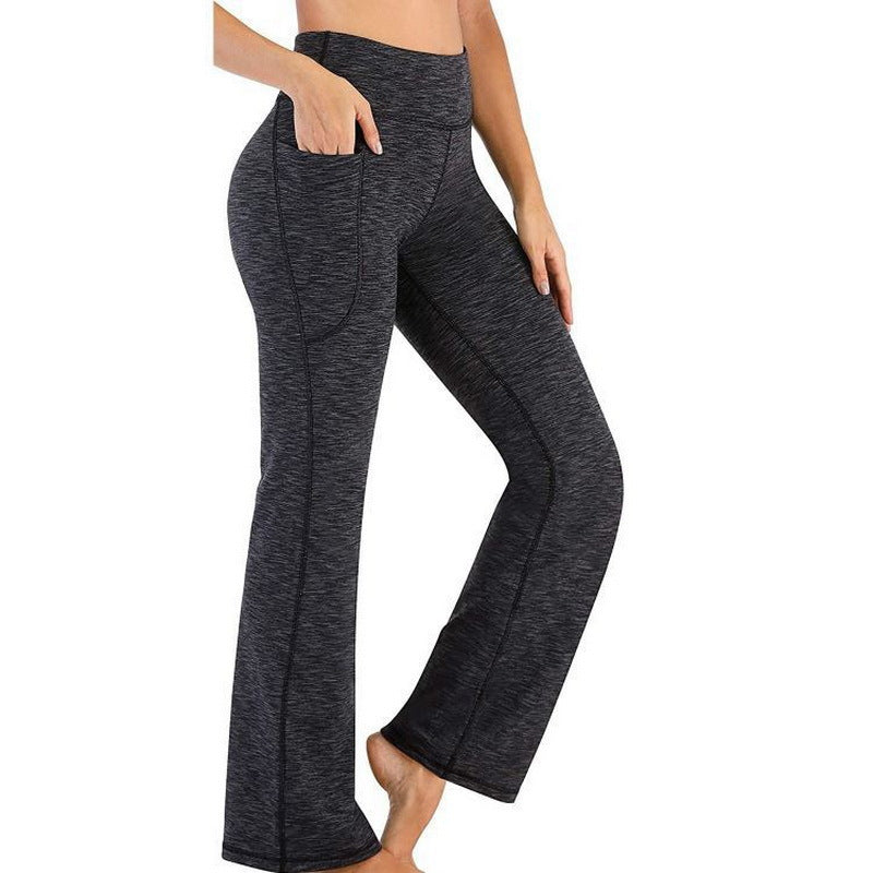 Damen Sportliche Bootcut-Leggings mit hohem Bund und Seitentaschen WW