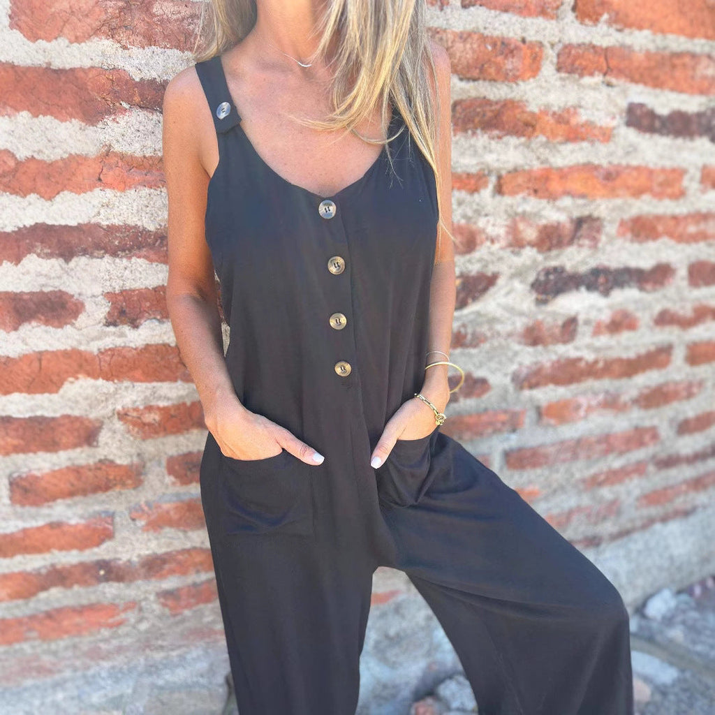 Damen Jumpsuit mit praktischen Taschen und Knopfdetail WW