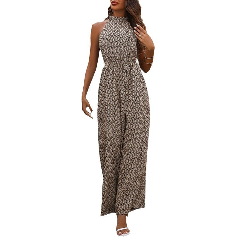 Damen Eleganter Halsband Weitbeiniger Overall WW
