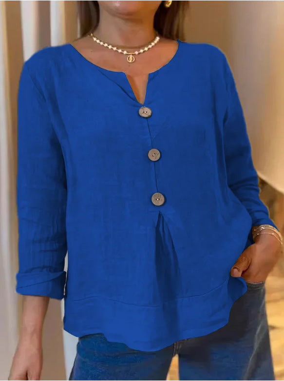 Damen elegante Bluse mit Knopfleiste und luftiger Passform WW