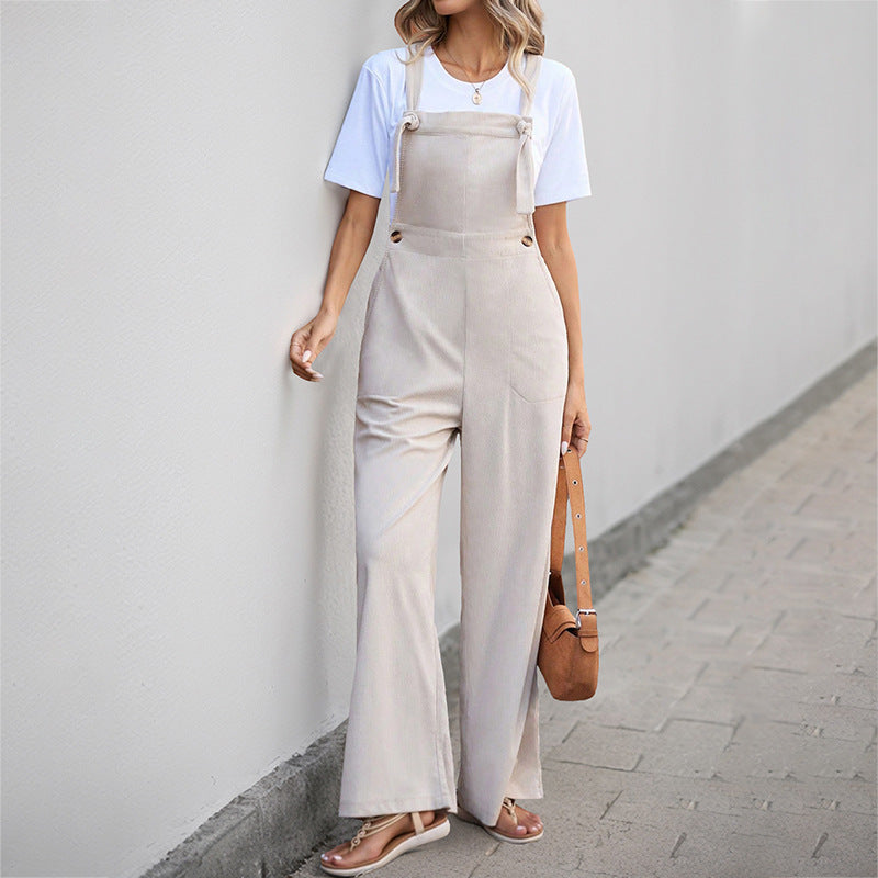 Damen Lässiger Overall mit weitem Bein und verstellbaren Trägern WW