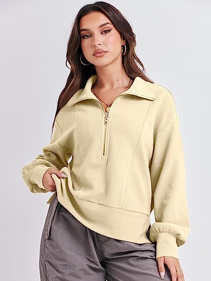 Damen Freizeit Viertel-Reißverschluss Pullover WW