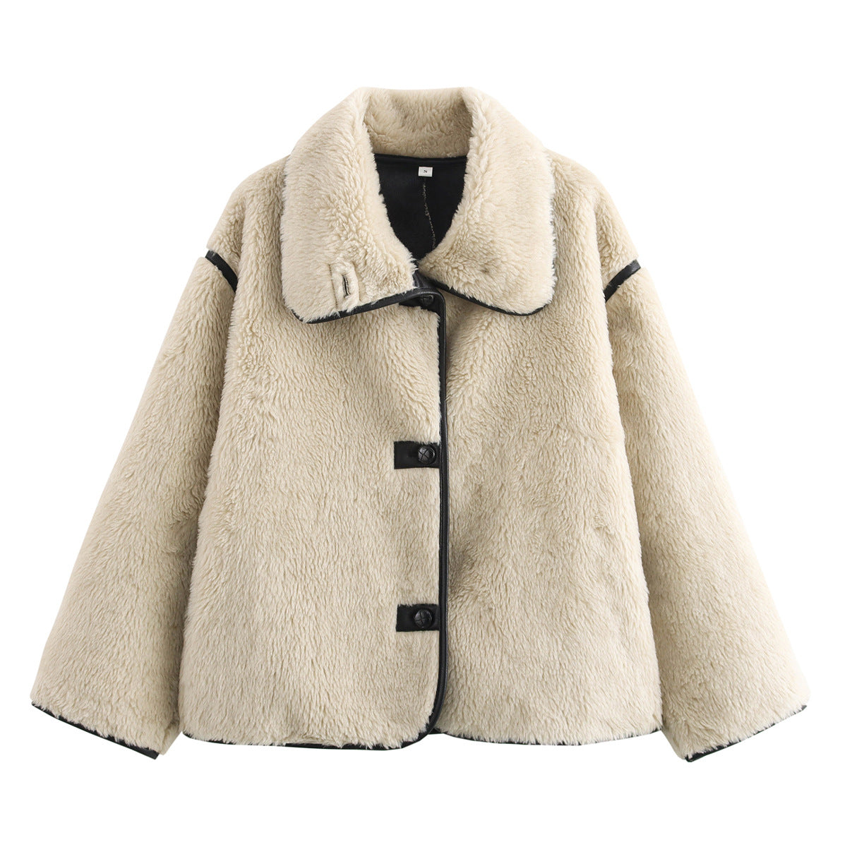 Damen kuschelige Teddyjacke mit modernem Schnitt und großen Taschen WW