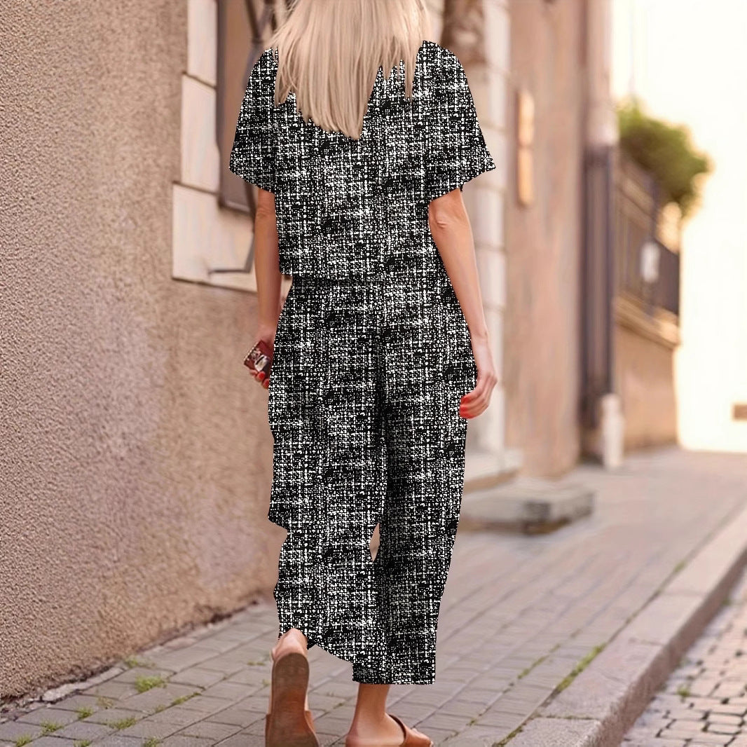 Frauen Stilvolles Lässiges Zweiteiliges Outfit WW