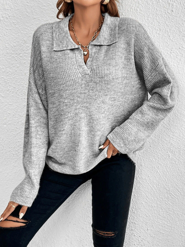Damen Pullover mit Magnetverschluss und modischem Rippenstrick WW