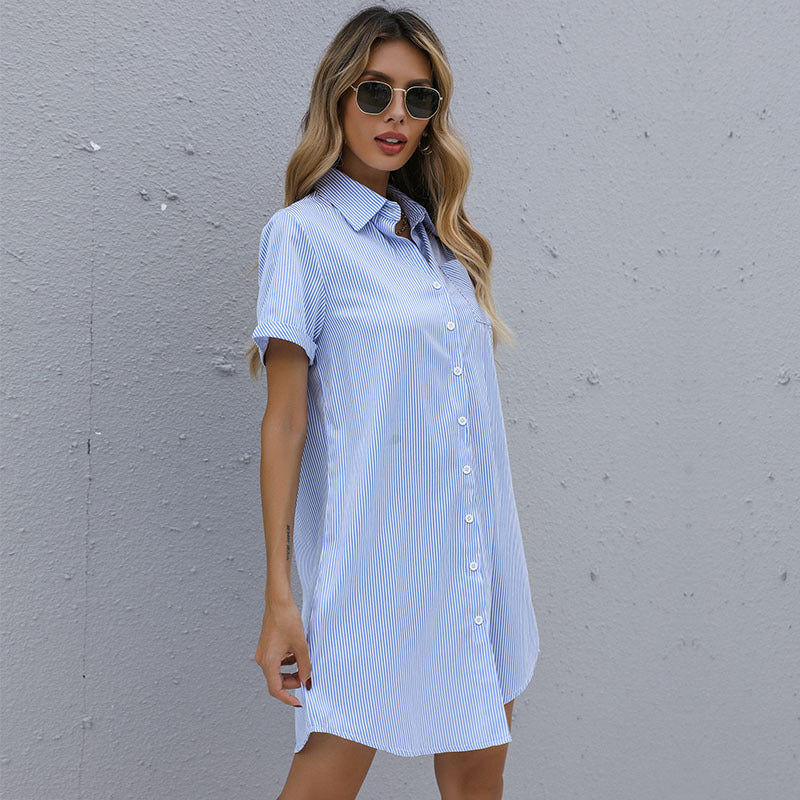 Damen Optimiertes Hemdblusenkleid mit klassischen Streifen und modernem Schnitt WW