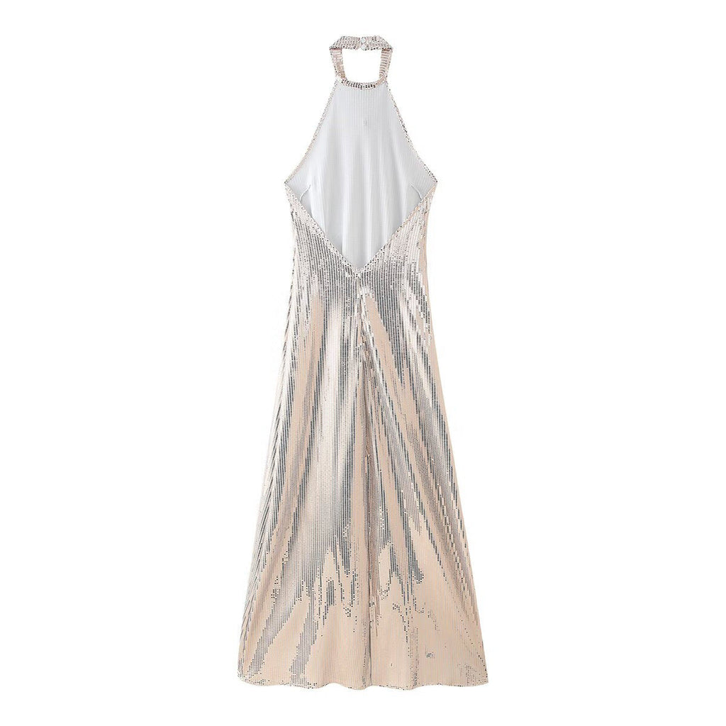 Damen Abendkleid mit funkelndem Pailletten-Design und elegantem Halterneck WW