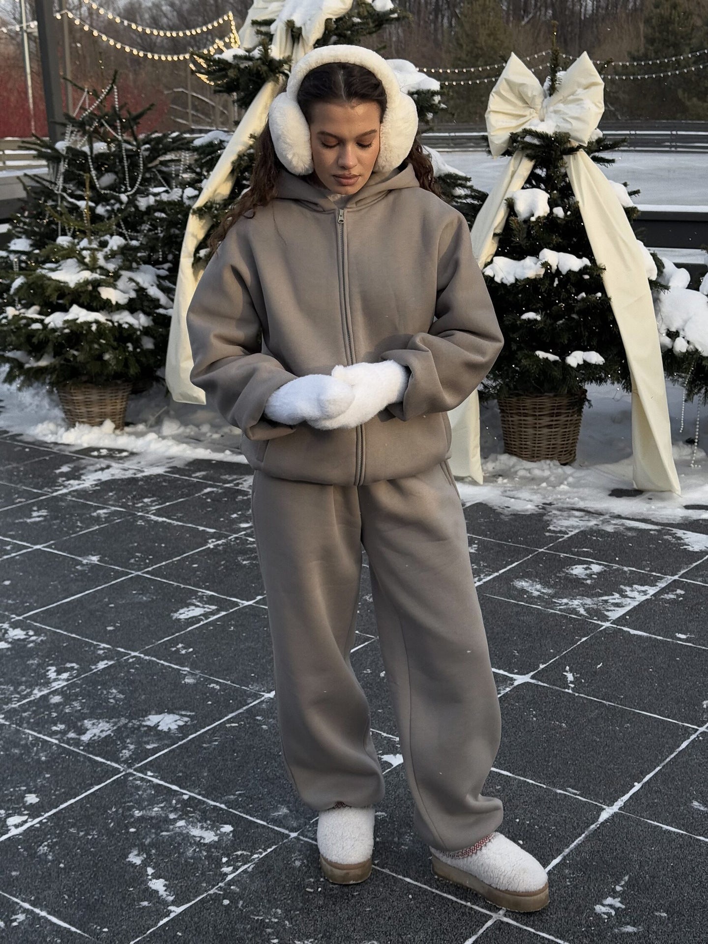 Damen lässige Fleece-Jacke mit hohem Kragen und großzügigen Taschen WW
