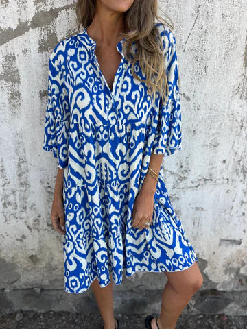 Damen lässiges Kleid mit einzigartigem Muster und bequemen Schnitt WW