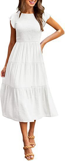 Damen Maxikleid mit voluminösem Rock und elastischem Oberteil WW