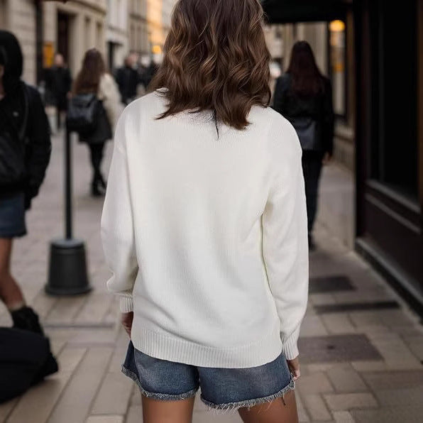 Damen Pullover mit Flaggenmotiv und strukturiertem Strick WW