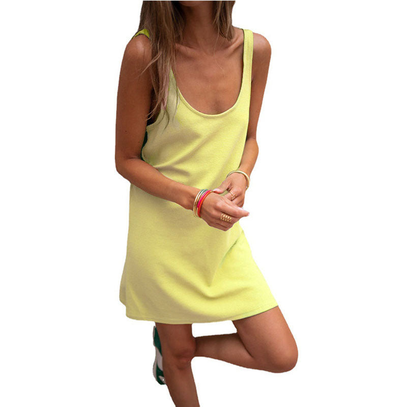 Damen lässiges Trägershirt-Kleid aus leichtem Stoff WW
