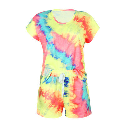 Damen lässiger Einteiler mit asymmetrischem Schnitt und buntem Batikdesign WW