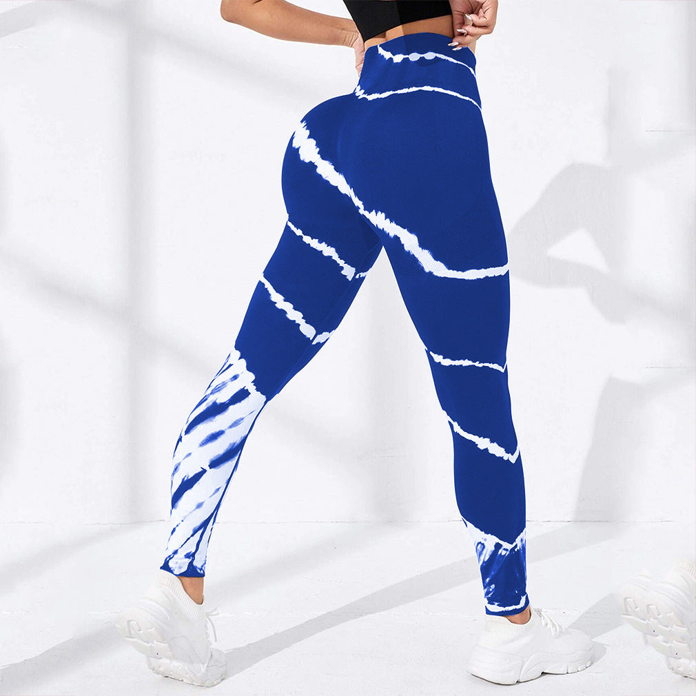 Damen Sportliche Hochbund-Leggings mit auffälligem Tie-Dye-Muster WW