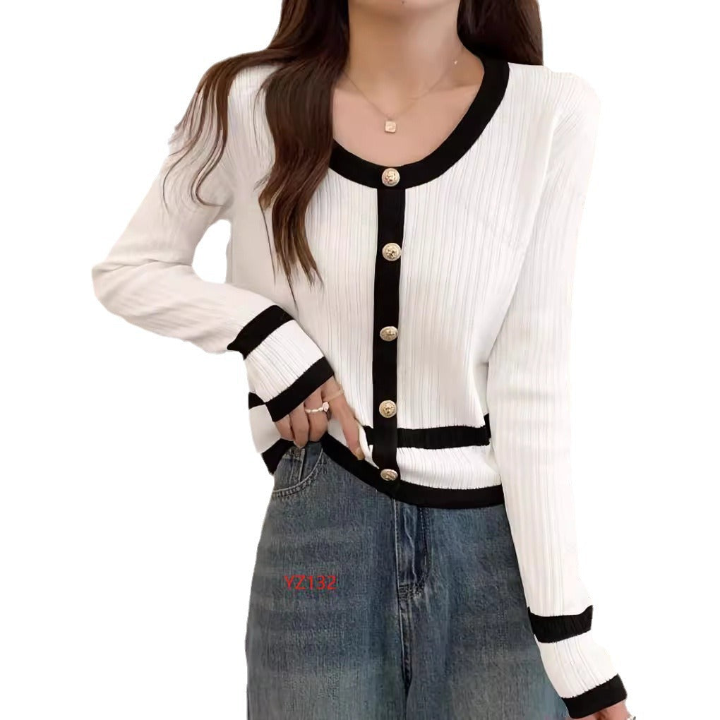 Damen modische Strickjacke im lässigen Schnitt mit Knopfleiste WW