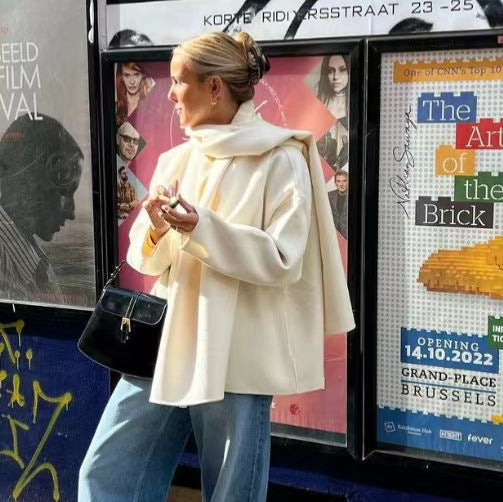 Damen Oversized Mantel mit asymmetrischem Kragen WW
