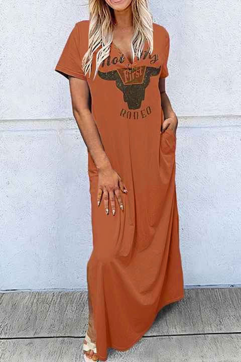 Damen Maxikleid mit grafischem Druck WW