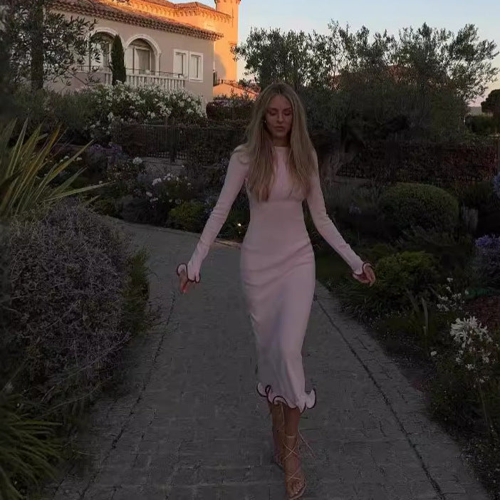 Damen Elegantes Sommerkleid mit raffinierten Ausschnitten und Wellenmuster WW