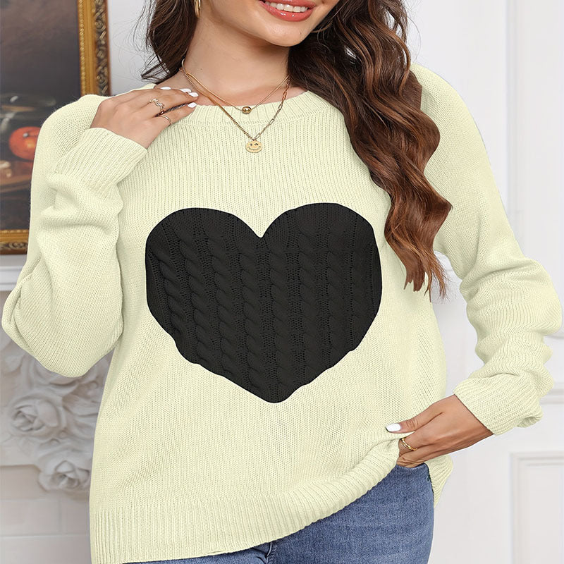 Damen legerer Pullover mit Herzdesign WW