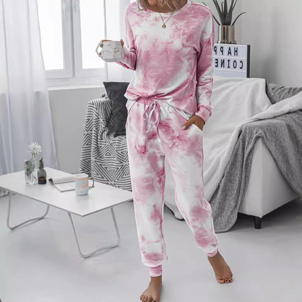 Damen Freizeit-Loungewear Set mit modischem Batikdesign und bequemen Passform WW