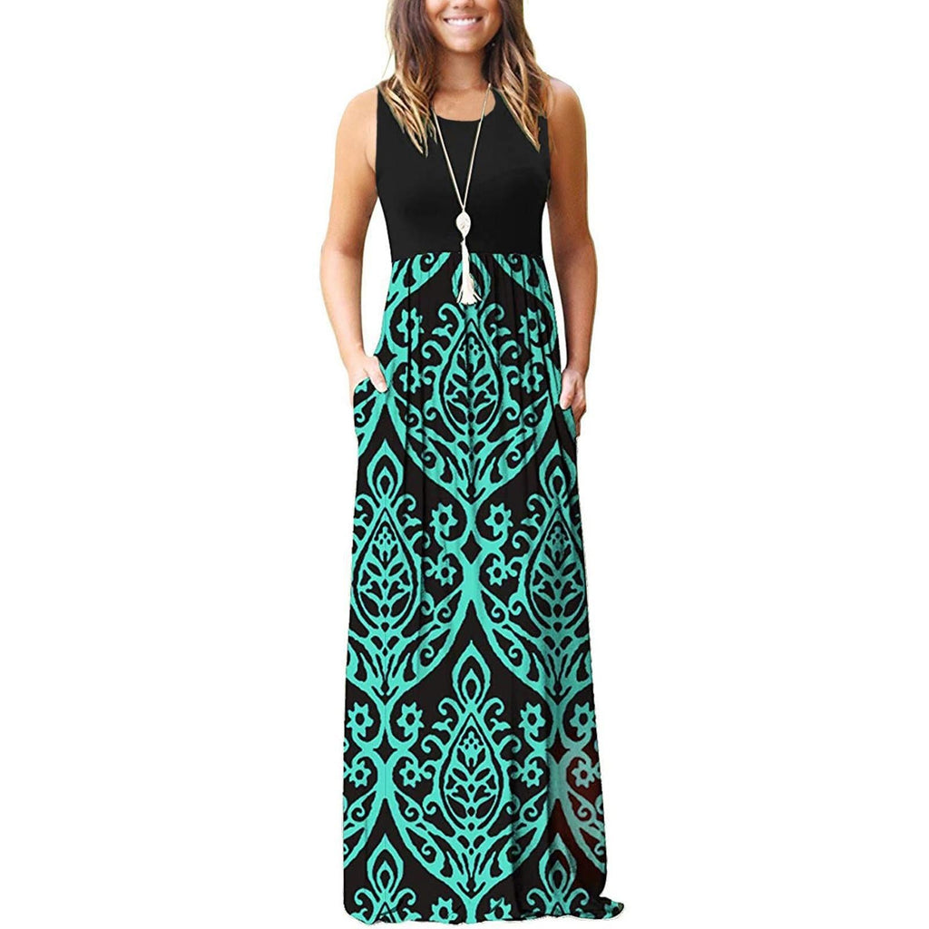 Damen Maxikleid mit elegantem floralem Muster und praktischen Taschen WW