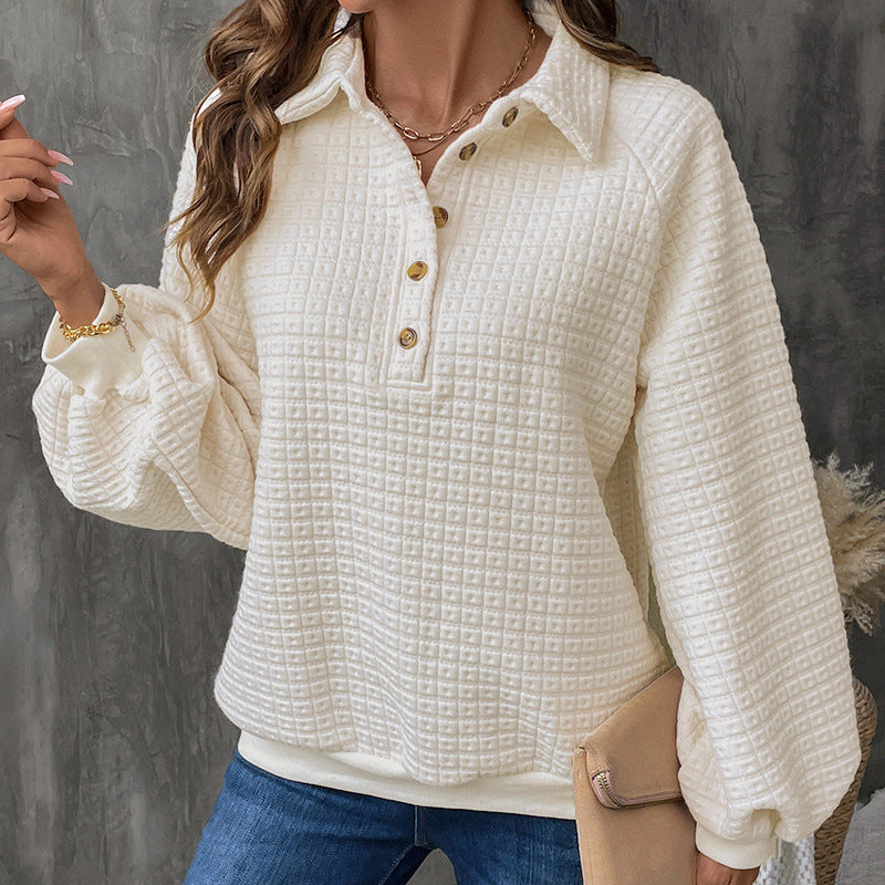 Damen Fleece-Pullover mit Holzknopf-Details und lässigem Schnitt WW